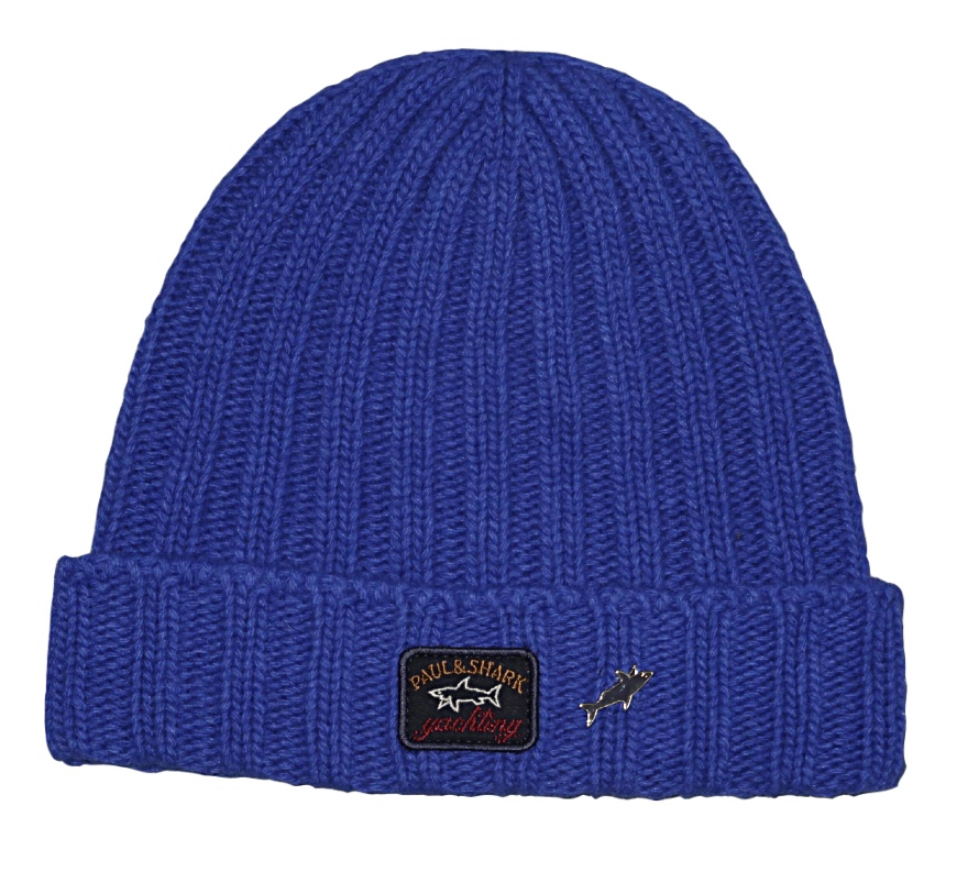 PAUL & SHARK WOOL BLEND RIBBED BEANIE IN ROYAL BLUE - Hatman