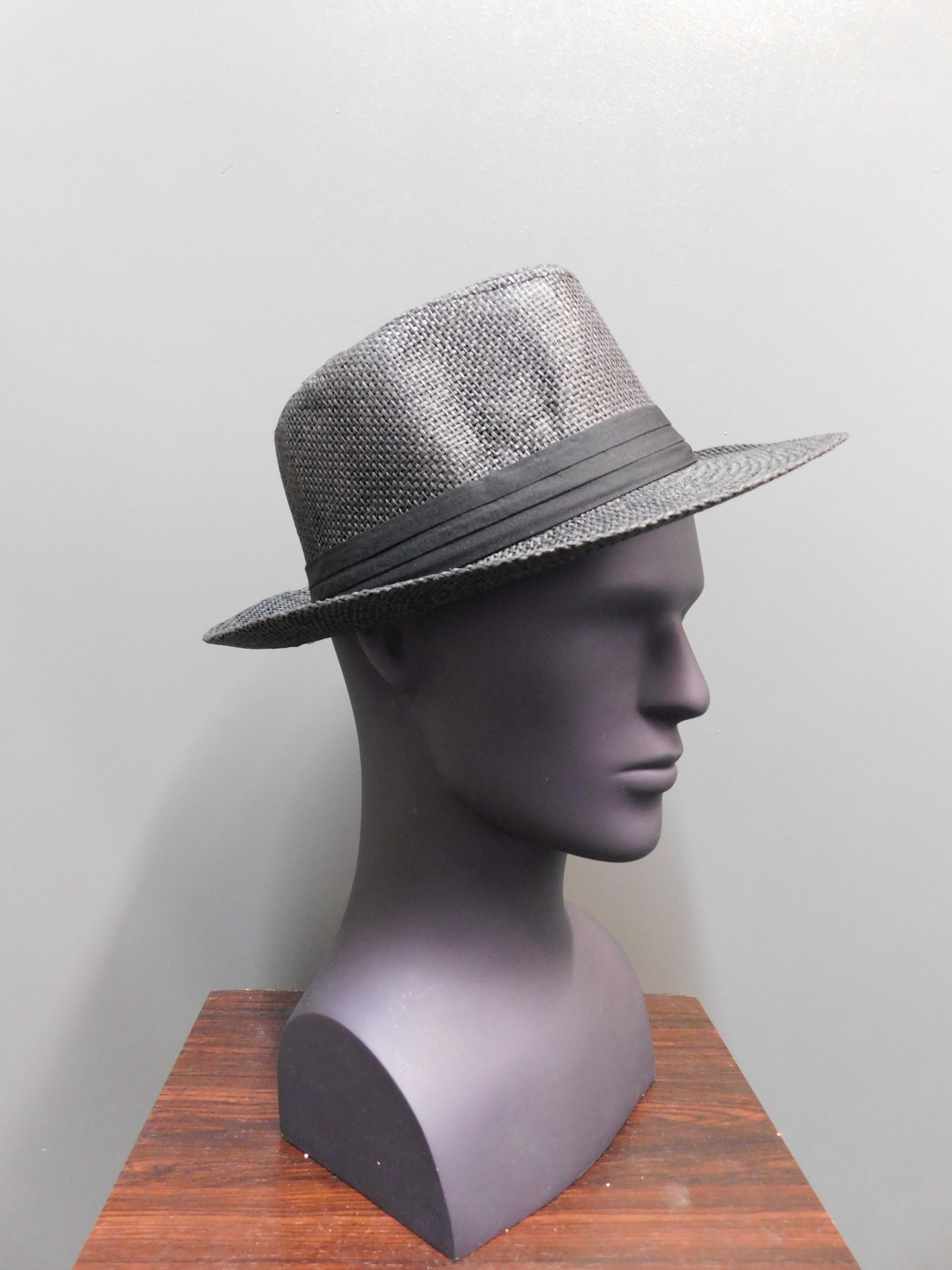 Mens Black Straw Trilby Hat Hatman