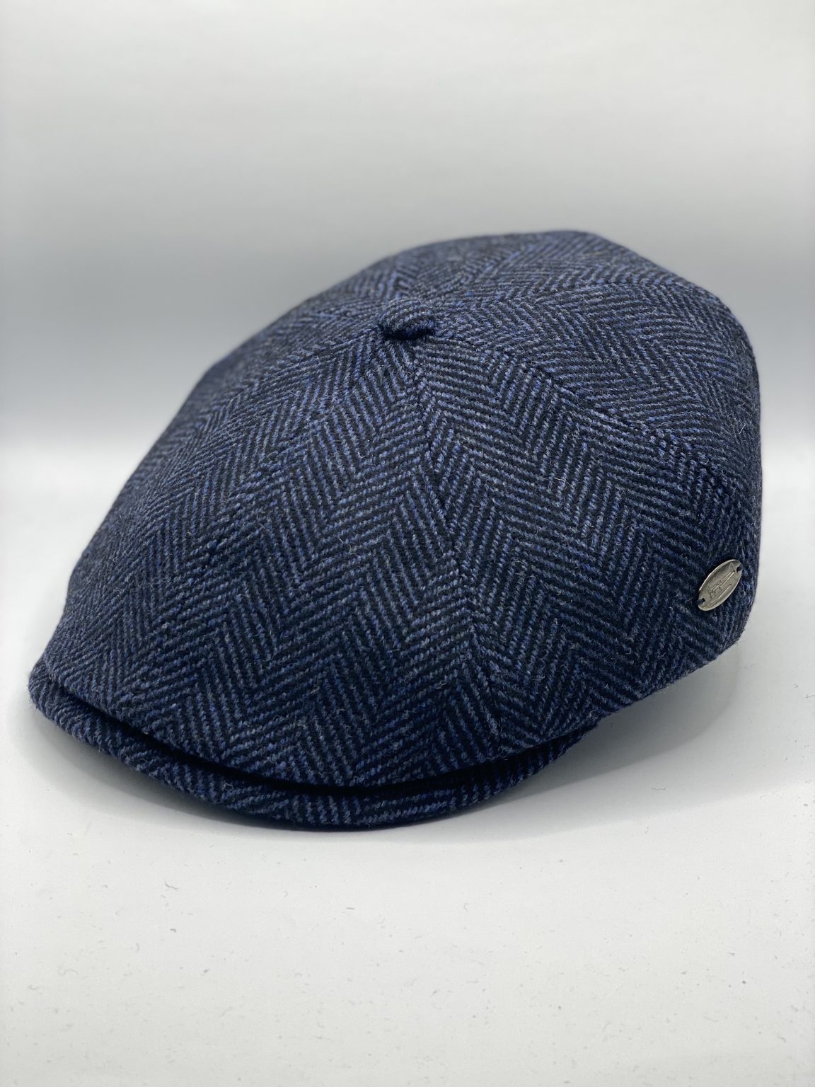 Navy Herringbone Newsboy Cap Hatman