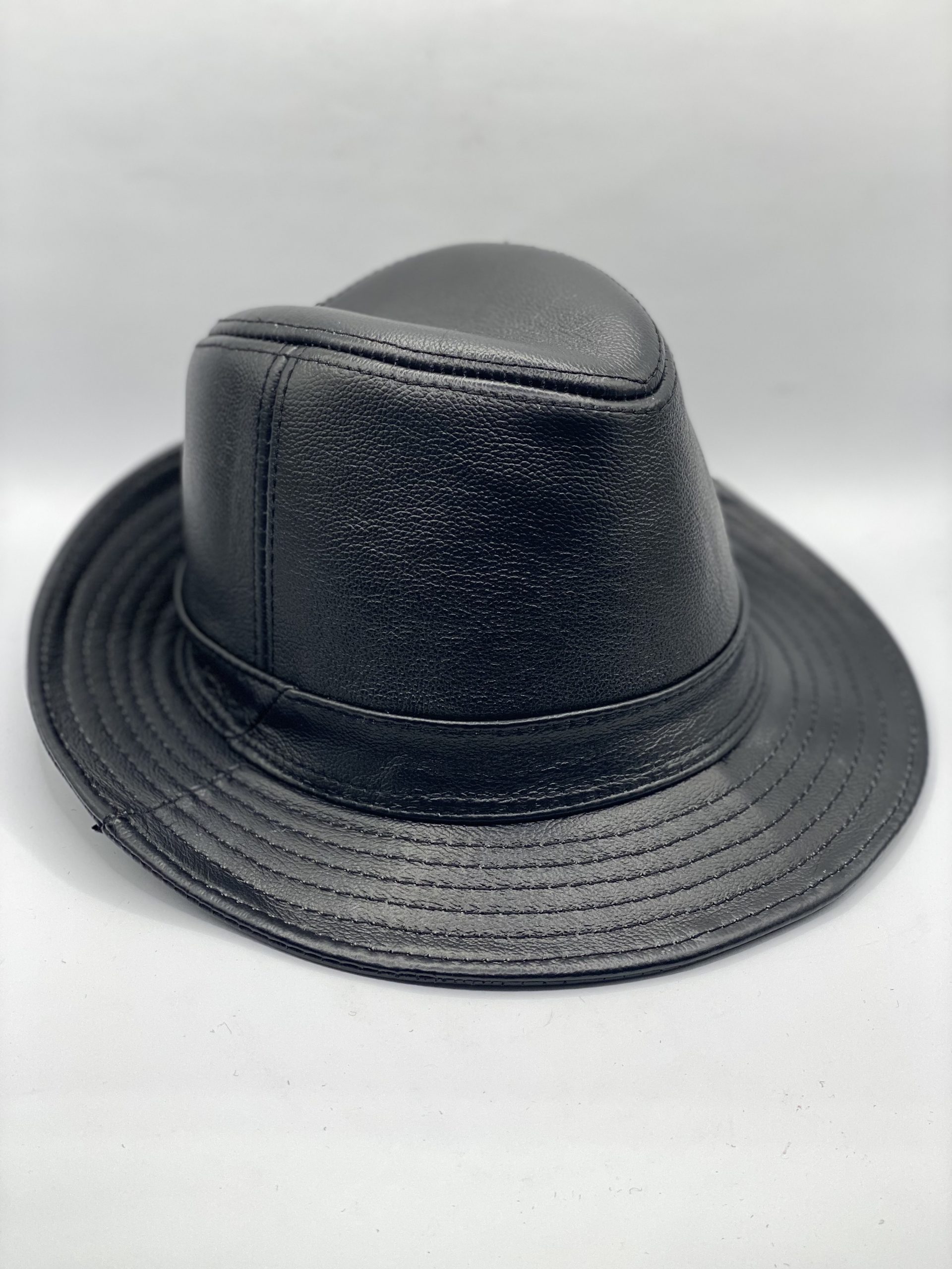 Black Leather Trilby Hat - Hatman